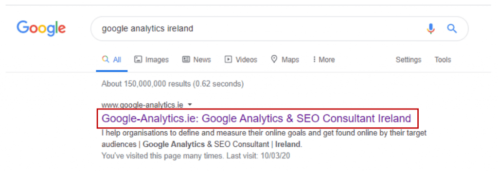 On Page SEO - Page Titles on the SERP